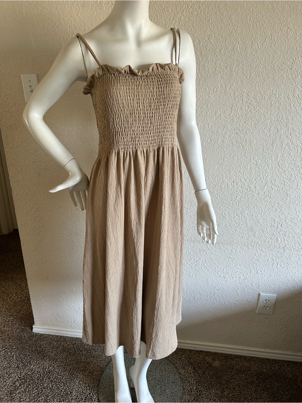 H & M Women’s Midi Dress in Beige size M
